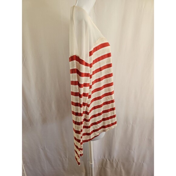 DKNY Jeans Blouse Womens Ivory Striped Lightweight Shirt Size Large - Picture 4 of 9